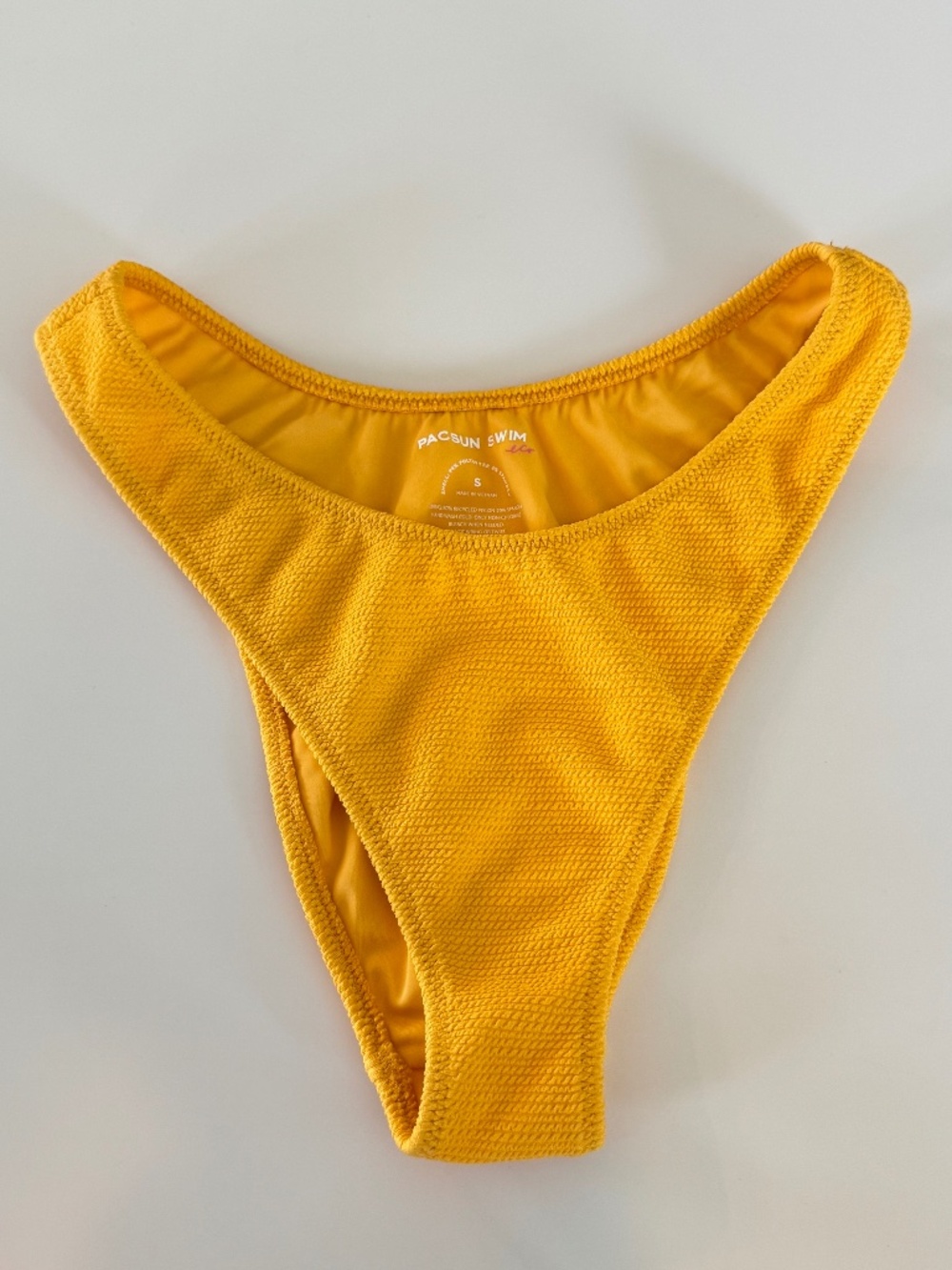 PacSun Mustard Yellow Textured High-Cut Bikini Bottom